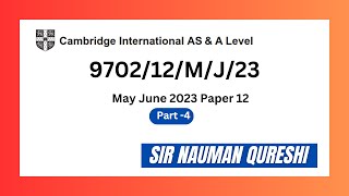 As level Physics MayJune 2023 P12 Solved Part  4   970212MJ23 [upl. by Silvain]