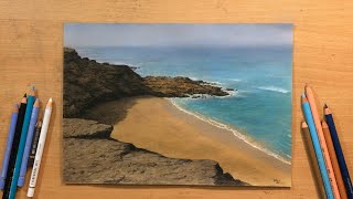 Coastal Landscape Drawing in Colored Pencil [upl. by Aissela]