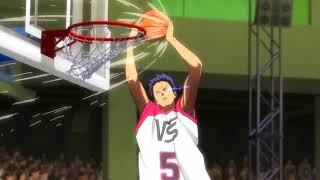 Aomine scores behind the backboard after Kurokos pass Kuroko no BasketLast Game 1080p [upl. by Annohs]