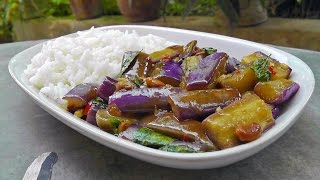 Thai gebratene Auberginen Vegan Vegetarisches Rezept [upl. by Nettle245]