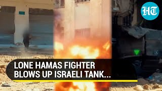 Hamas Fighter Walks To IDF Tank Plants IED amp Then This Happens  Watch Dramatic Footage [upl. by Chemosh]