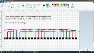 schéma bobinage moteur 3000 tpm 24 encoche بوبيناج محرك 3000 دور في الدقيقة 24 مجرى [upl. by Arlon]