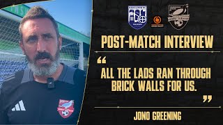 POST MATCH INTERVIEW Jono Greening vs Radcliffe FC [upl. by Lacsap619]