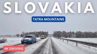 Winter Drive in Slovakia Poprad to Tatra Mountains 4K January 2024 [upl. by Conger]