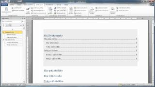 Word 2010  Sisällysluettelon tekeminen [upl. by Anaejer]
