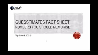 Guesstimate factsheet  What numbers to remember for solving guesstimates [upl. by Siulegroj]