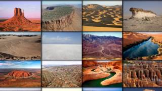 Desert landforms butte mesa yardangs erg wadi hoodoo canyon zeugen salt flat playa [upl. by Issak]