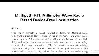 Multipath RTI Millimeter Wave Radio Based Device Free Localization [upl. by Hadik]