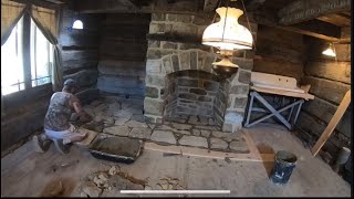 Cutting and laying a stone fireplace part 2 the hearth [upl. by Kleiman]