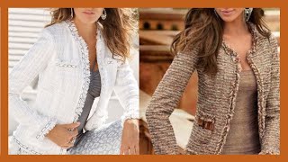 COMBINACIONES LOOKS y OUTFITS con CHAQUETAS ELEGANTES FINAS Y SOFISTICADAS CHAQUETAS CHANEL [upl. by Riley17]