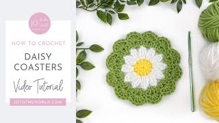 Crochet Daisy Coasters  A Quick Fun amp Beautiful Crochet Flower Coaster Pattern [upl. by Llieno]