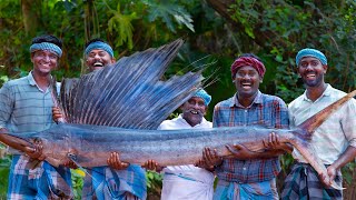 35 kg BIG SAILFISH  Giant Fish Cutting and Cooking  Boneless Fish Fry Recipe  Mayil Meen Varuval [upl. by Mcnutt]