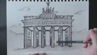 Drawing the Brandenburger Tor in Berlin Timelapse [upl. by Coumas48]