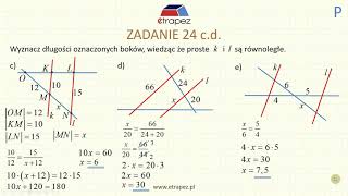 Twierdzenie Talesa  kilka przykładów Fragment Kursu PLANIMETRIA [upl. by Eednus]