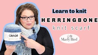 Herringbone Knit Scarf  Simple Knit Scarf Pattern  Free Knitting Pattern [upl. by Anierdna]