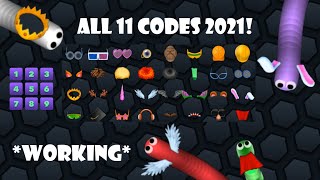 Slitherio  ALL 11 NEW CODES 2021  CROWN  WINGS  BUNNY EARS WORKING 32 cosmetics  k3lp [upl. by Seuguh]