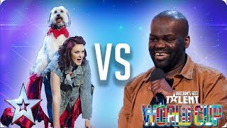 KNOCKOUT MATCH Ashleigh amp Pudsey vs Daliso Chaponda  Britains Got Talent World Cup 2018 [upl. by Akirahc]