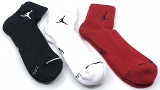 Nike 3Pack Jordan Jumpman Quarter DriFIT Socks 🧦 Black  White  Gym Red [upl. by Mettah]