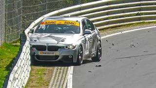 Nürburgring Crashes Technical Defects amp Action ADAC Ravenol 24h Qualifiers Nordschleife [upl. by Keyek]