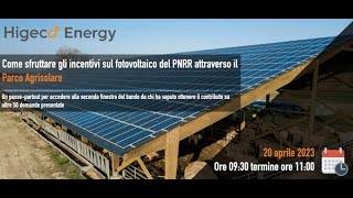 Come sfruttare gli incentivi sul fotovoltaico del PNRR attraverso il Parco Agrisolare [upl. by Warton26]