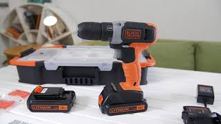 BLACKDECKER® 18V Lithiumion Drill Driver 160 Accessories in a Click amp Connect Box [upl. by Rosa536]