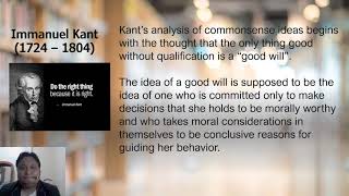 CHAPTER 5 PART 4  IMMANUEL KANTS CONCEPT OF GOODWILL amp CATEGORICAL IMPERATIVE [upl. by Oilut]