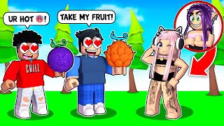 Pretending to be an EGirl in Roblox to get FREE STUFF BLOX FRUITS [upl. by Delwyn]