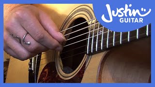 Folk Fingerstyle Patterns 1of2  Folk Guitar Lesson  JustinGuitar FO101 [upl. by Thorner]