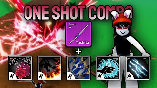 TUSHITA ONE SHOT COMBO WITH BEST V2 MELEE  Blox Fruits  30M Bounty [upl. by Ellehctim]