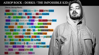 Aesop Rock  Dorks Rhyme Scheme Highlighted [upl. by Hanad15]