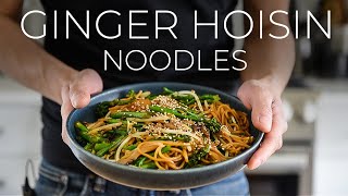 QUICK Ginger Hoisin Udon Noodles Recipe  Easy vegetarian dinner idea [upl. by Eiddam464]