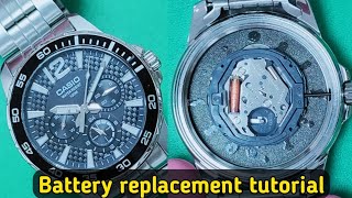 How to change the battery on CASIO MTD330D watch [upl. by Ashbey]