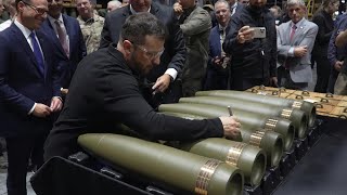 Ukraines Zelensky visits ammunition factory during US trip  AFP [upl. by Mchale389]