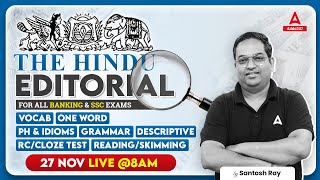 The Hindu Editorial Analysis  The Hindu Vocabulary by Santosh Ray  Bank SSC amp Railway Exams [upl. by Ddarb138]