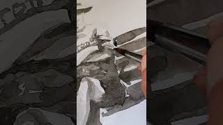 Chinese Ink Painting art inkbrush drawing arttrick quickdrawing [upl. by Nylorahs168]