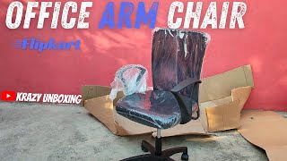 Flipkart Perfect Homes Fabric Office Arm Chair Unboxing and Assembling [upl. by Luciano]