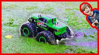 RC Monster Truck Really Rides on Water [upl. by Hanaj219]