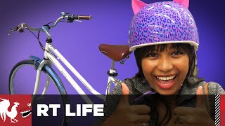 RT Life  Burnie Teaches Mica to Ride a Bike [upl. by Aholla]