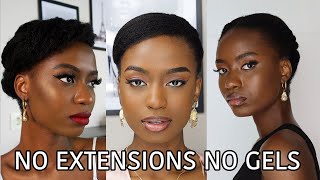 7 ELEGANT amp SIMPLE UPDO HAIRSTYLES ON 4C NATURAL HAIR NO EXTENSIONS NO GEL NEEDED [upl. by Ayala]