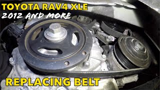 Toyota RAV4 2009 to 2017 serpentine belt change FULL GUIDE and belt part number [upl. by Eelatsyrc]