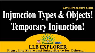 🎯Injunction  Types  Object  Temporary amp Permanent Injunction Principles Of Injunction [upl. by Ayaladnot]