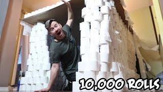 DIY GIANT INDOOR TOILET PAPER FORT 10000 ROLLS [upl. by Oiramed]