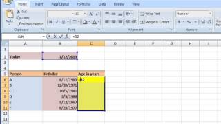 Tutorial curs video Excel 2007  Aplicatie Calcularea varstei in ani [upl. by Etnuahc657]