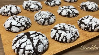 Easy CHOCOLATE CRINKLES Recipe  NO MIXER  Crispy Outside Moist amp Chewy Inside [upl. by Anehta]