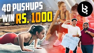 Push Ups 40ට රු1000  Win LKR 1000 for 40 Push Ups  Public Challenge  Episode 01 [upl. by Armillas]