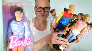 Complete Barbie Slender Slim Ken Fashionistas Collection Featuring 219 Unboxing Review Comparison [upl. by Sirrot881]