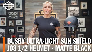 HarleyDavidson Busby UltraLight Sun Shield J03 Motorcycle Half Helmet Matte Black Overview [upl. by Damalis]