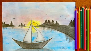 Beautiful lake sceneryPencil drawingSi te vizatojme nje peizazh te mrekullueshem [upl. by Ellerey52]