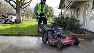 Toro Turfmaster 30 in action servicing 2 small properties [upl. by Enenstein]