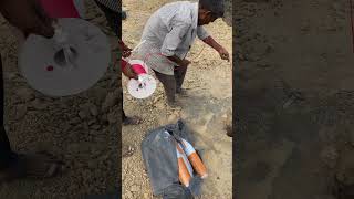 Explosive with the cord detonator installing drilled hole for blasting see full video on channel [upl. by Illoh380]